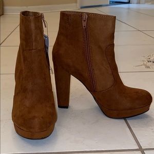 Brown Suede Platform Booties